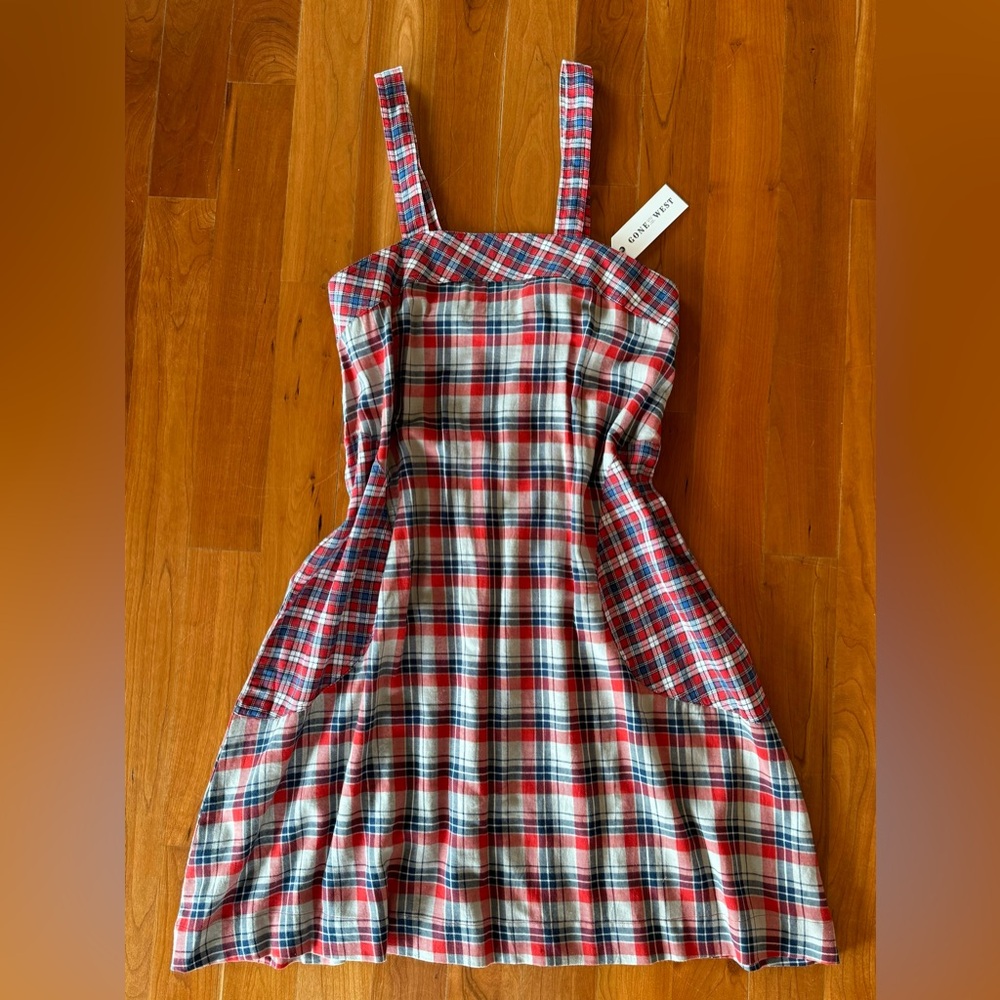 🆕 Nightcap Clothing (gone with the west) red plaid mission dress. Size M.